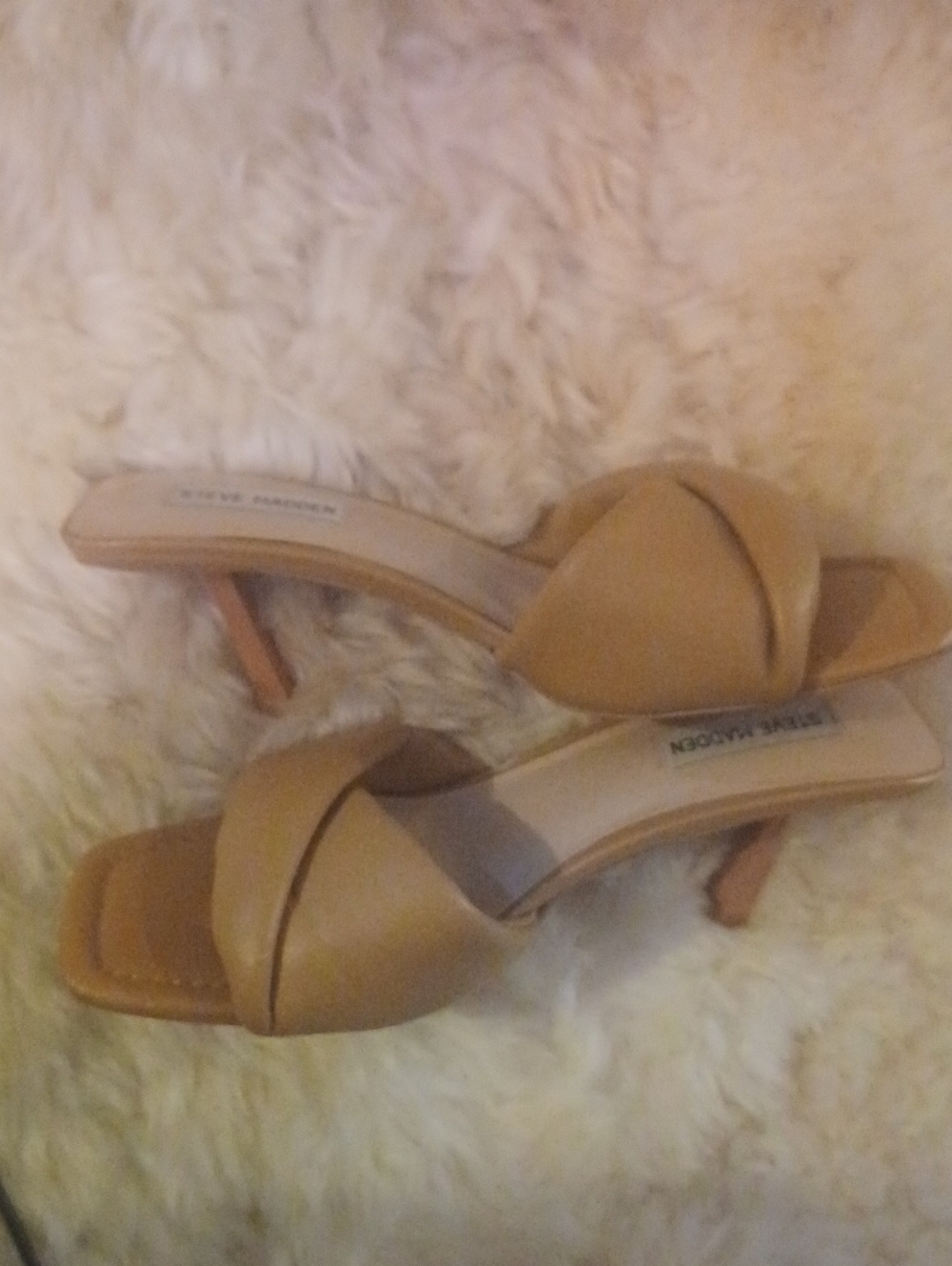 Steve Madden Nude Real Leather Pillow Padded Kitten Heel Mules Sz.9 - Picture 3 of 6